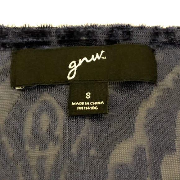 NWT Velvet Burnout Cowl W Tank Blue 3/4 Sleeve - Picture 7 of 7